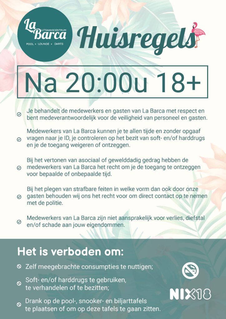 Huisregels La Barca Steenwijk